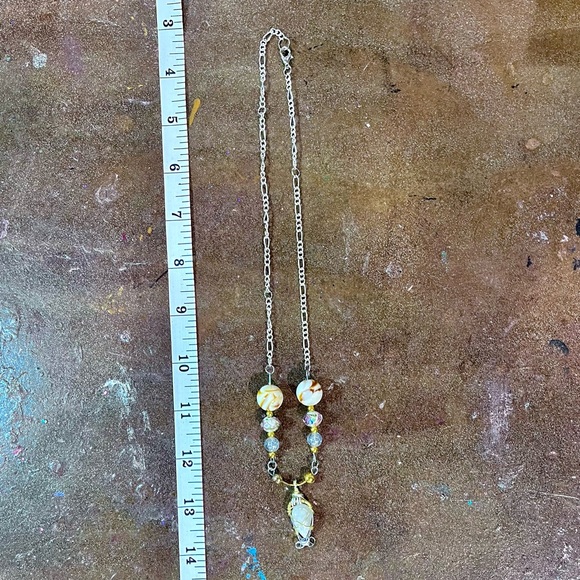 Gold & Silver Classy Moonstone Beaded Necklace - Picture 6 of 8